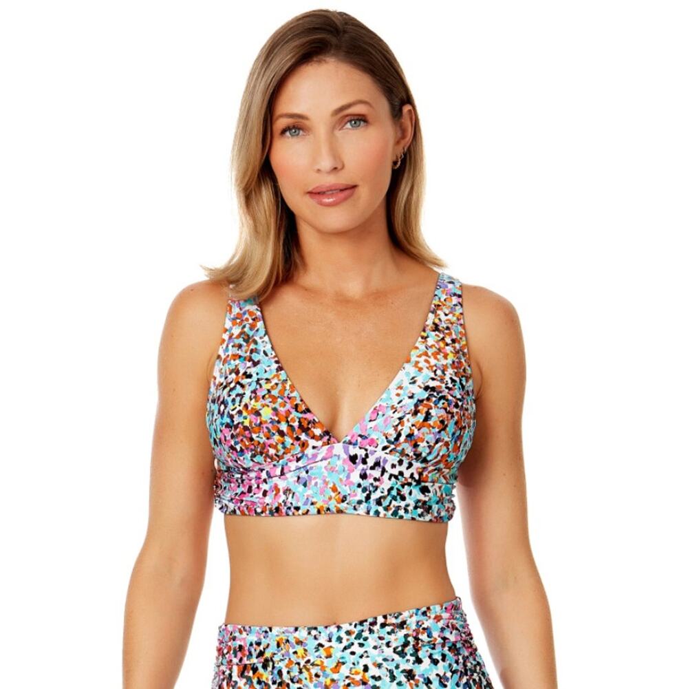 Anne Cole Women Sunset Dot Soft Band Shirred Bralette Swim Bikini Top Size XS